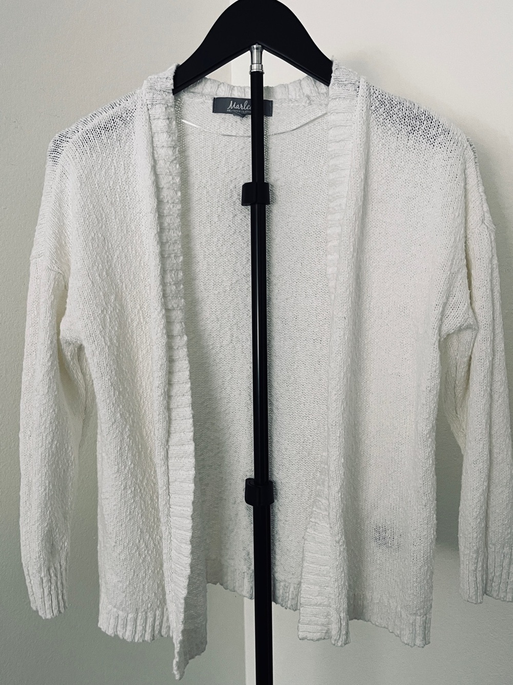 🤍 Marled White Cotton Open Front Cardigan | Summer Staple | Medium
